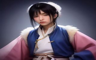 摄影师小陈在工作室展示她用Wix成免费网站的作品集页面，电脑屏幕上显示精美的摄影作品展示页，背景是专业摄影灯光设备